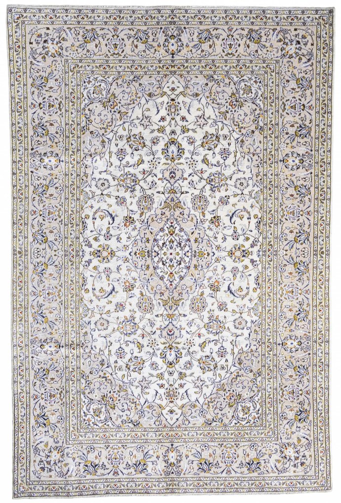 Kashan Tappeto 190x290 Beige (Iran) Annodato A Mano