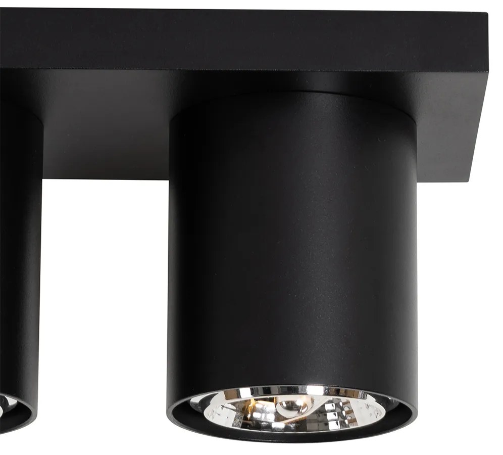 Faretto da soffitto moderno nero 4 luci - Tubo