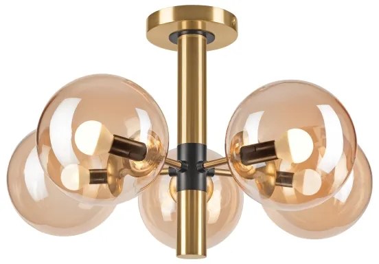 Lampadario a sospensione con supporto rigido ROLLO 5xE14/5W/230V oro/fumé beige