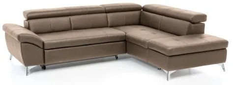 Divano angolare in pelle Salerno II, letto, angolo destro, marrone