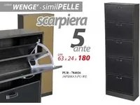 Scarpiera grigia doppia ribalta 5 ante cm 62 x 24 x 180 h ecopelle