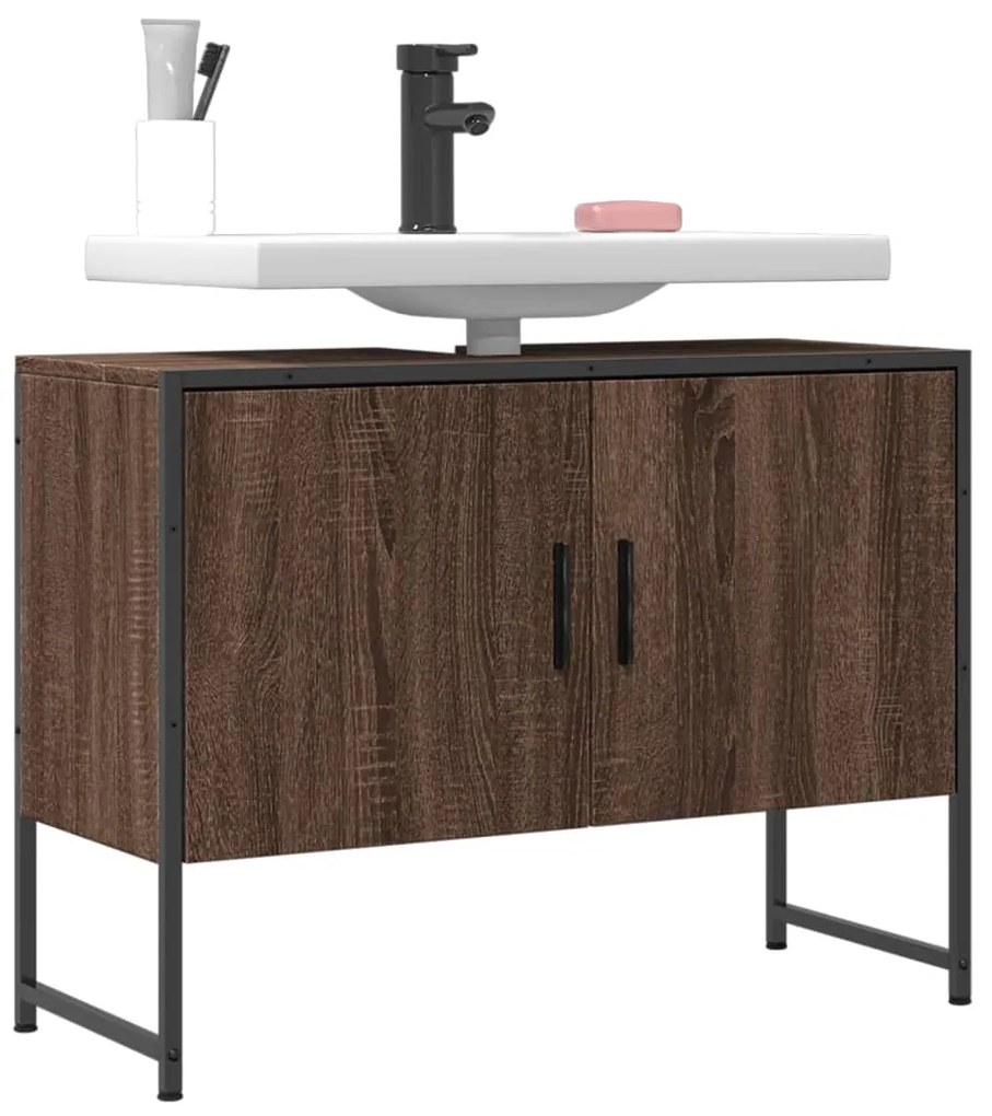 Mobile Lavabo Bagno Rovere Marrone 60x30x60cm Legno Multistrato /