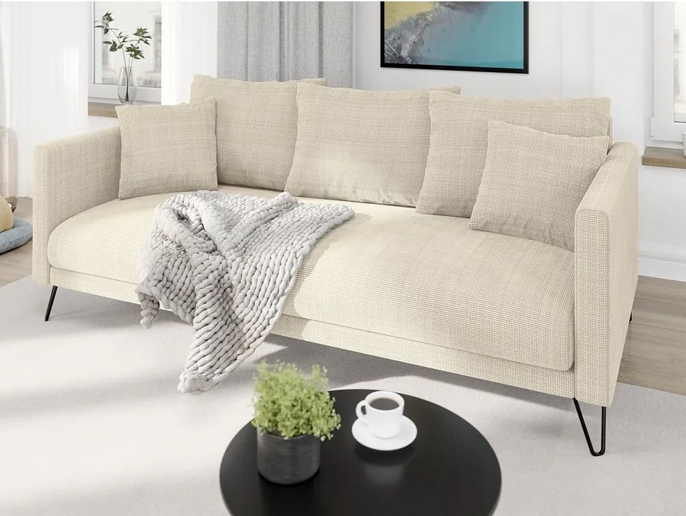 Divano color crema con rivestimento in ciniglia 200 cm Freya – Ropez