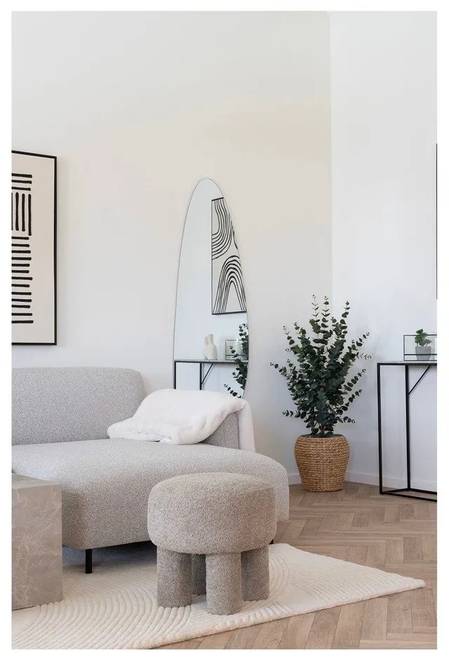 Sgabello grigio chiaro in tessuto bouclé Perth - House Nordic