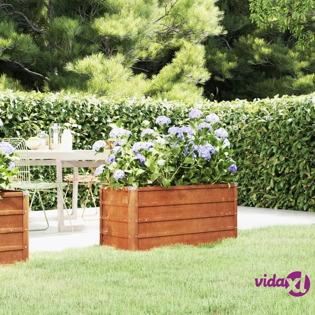 vidaXL Letto Rialzato da Giardino Ruggine 100x40x45 cm Acciaio Corten