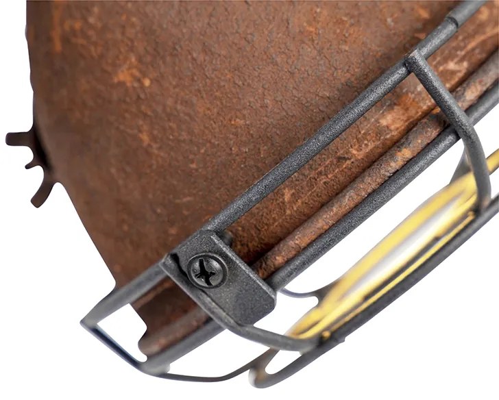 Faretto industriale ruggine marrone con legno inclinabile 2 luci - Gina