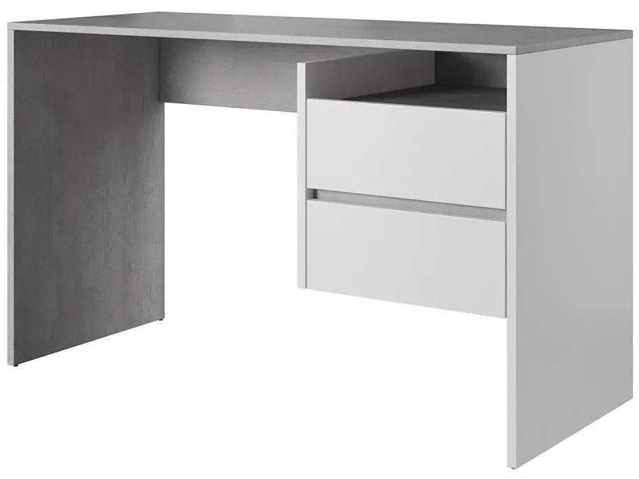 Scrivania con cassetti MARLO grigio cemento/bianco
