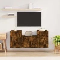 Set Mobili Porta TV 3 pz Rovere Fumo in Legno Multistrato 3188499