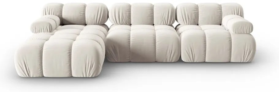 Divano angolare componibile beige (con penisola a sinistra) con rivestimento in velluto Bellis – Micadoni