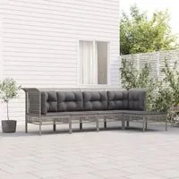 Set Divani da Giardino 5 pz con Cuscini in Polyrattan Grigio 3187503