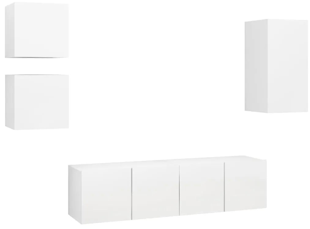 Set mobile tv 5 pz bianco in truciolato