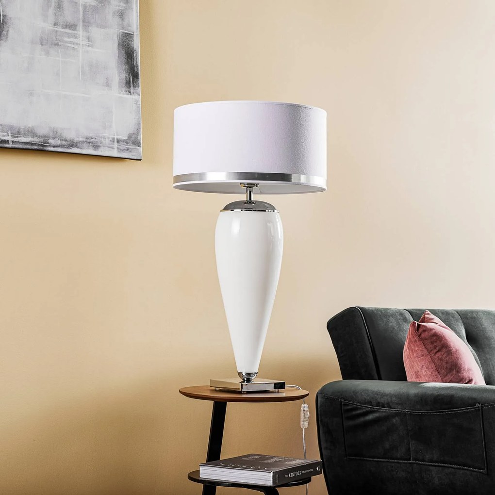 Euluna Lampada da tavolo Lund, bianco/opale, H 70 cm