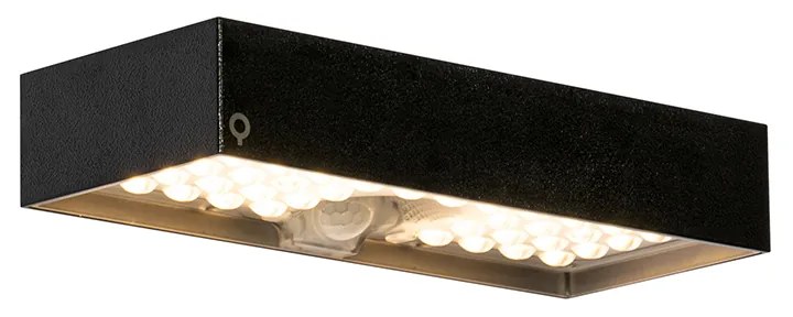 Lampada da parete per esterni nera con luce dimmerabile e sensore solare - Kayo