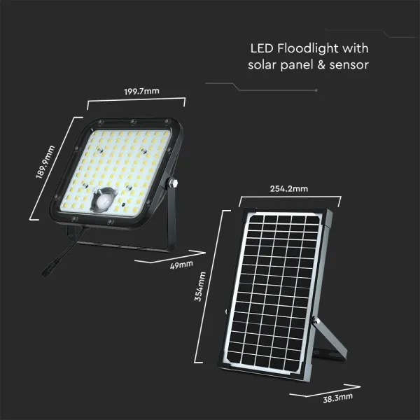 Faro solare LED con sensore LED/30W/6,4V 6400K
