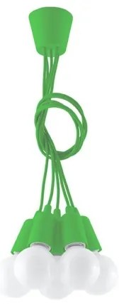 Lampadario su filo DIEGO 5xE27/60W/230V verde