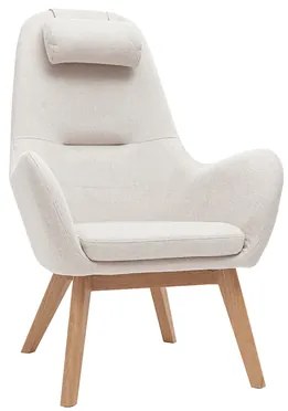 Poltrona scandinava in tessuto beige e legno chiaro MANIA