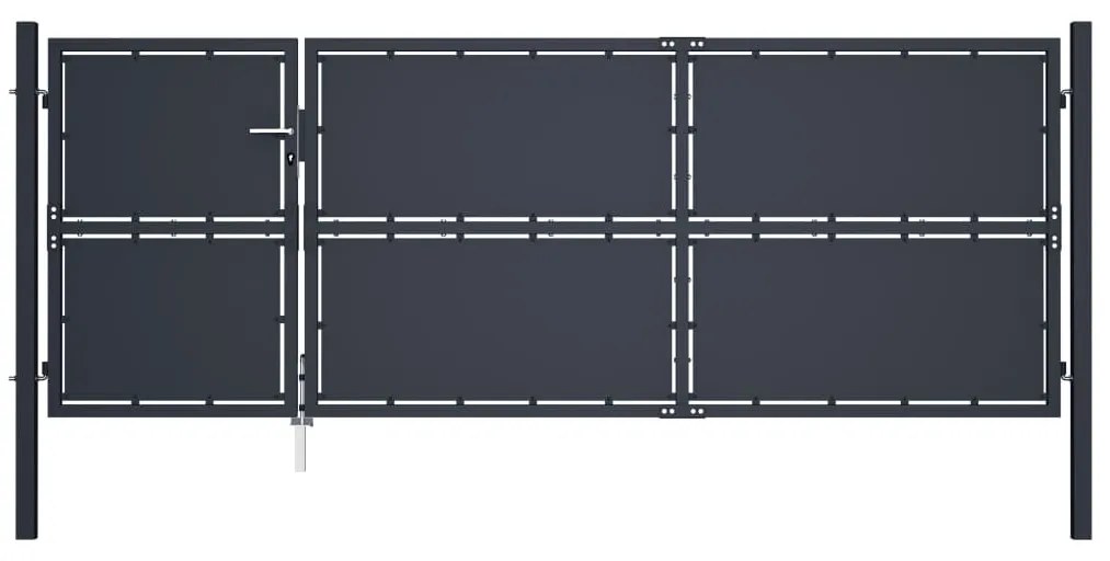 Cancello Per Giardino İn Acciaio 350x125 Cm Antracite /