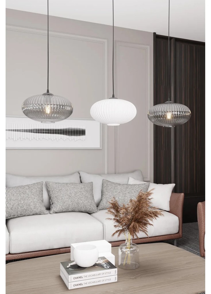 Lampadario 3 Luci Iris In Acciaio Nero Paralume Plissè Multicolor