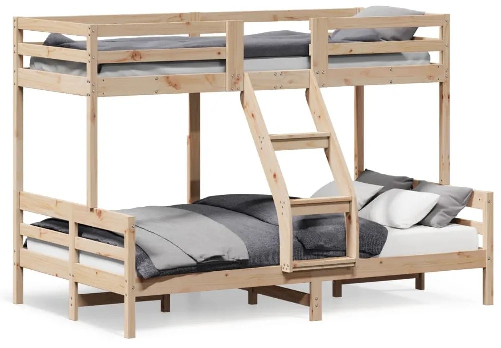 Letto A Castello 80x200/120x200 Cm İn Legno Massello Di Pino /
