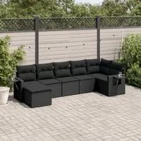 Set Divani da Giardino con Cuscini 7pz Nero Polyrattan 3252812