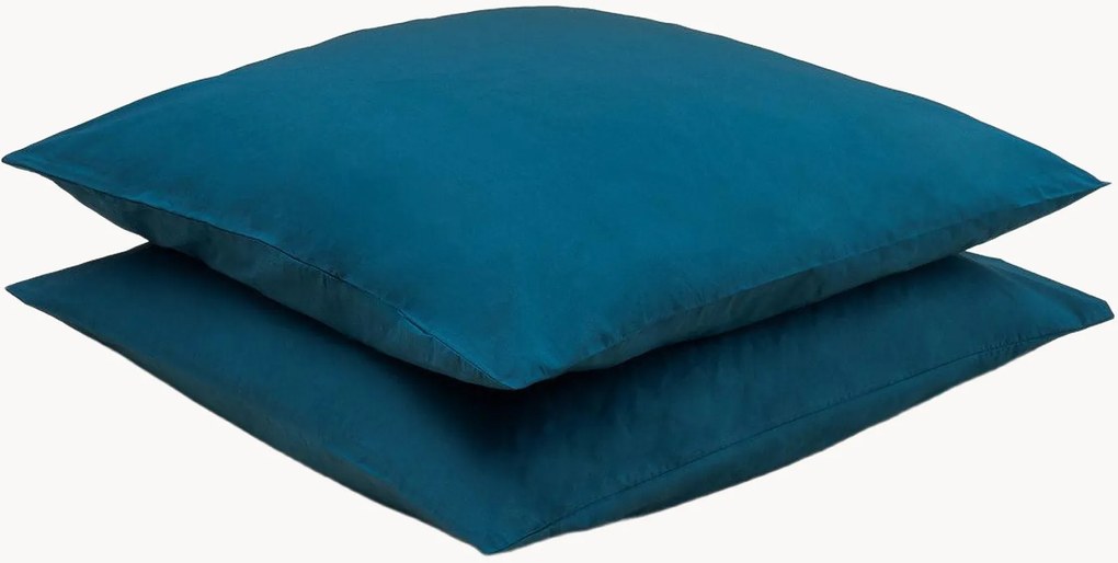 Set di 2 federe in percalle di cotone Petrol Blue