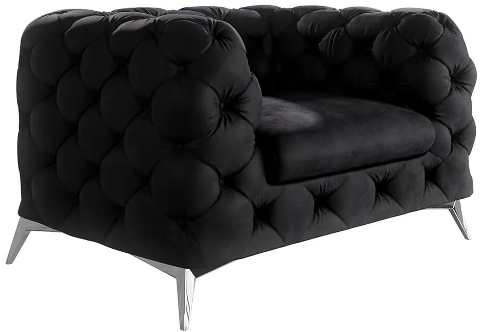 Poltrona nera con rivestimento in velluto Chelsea – Ropez