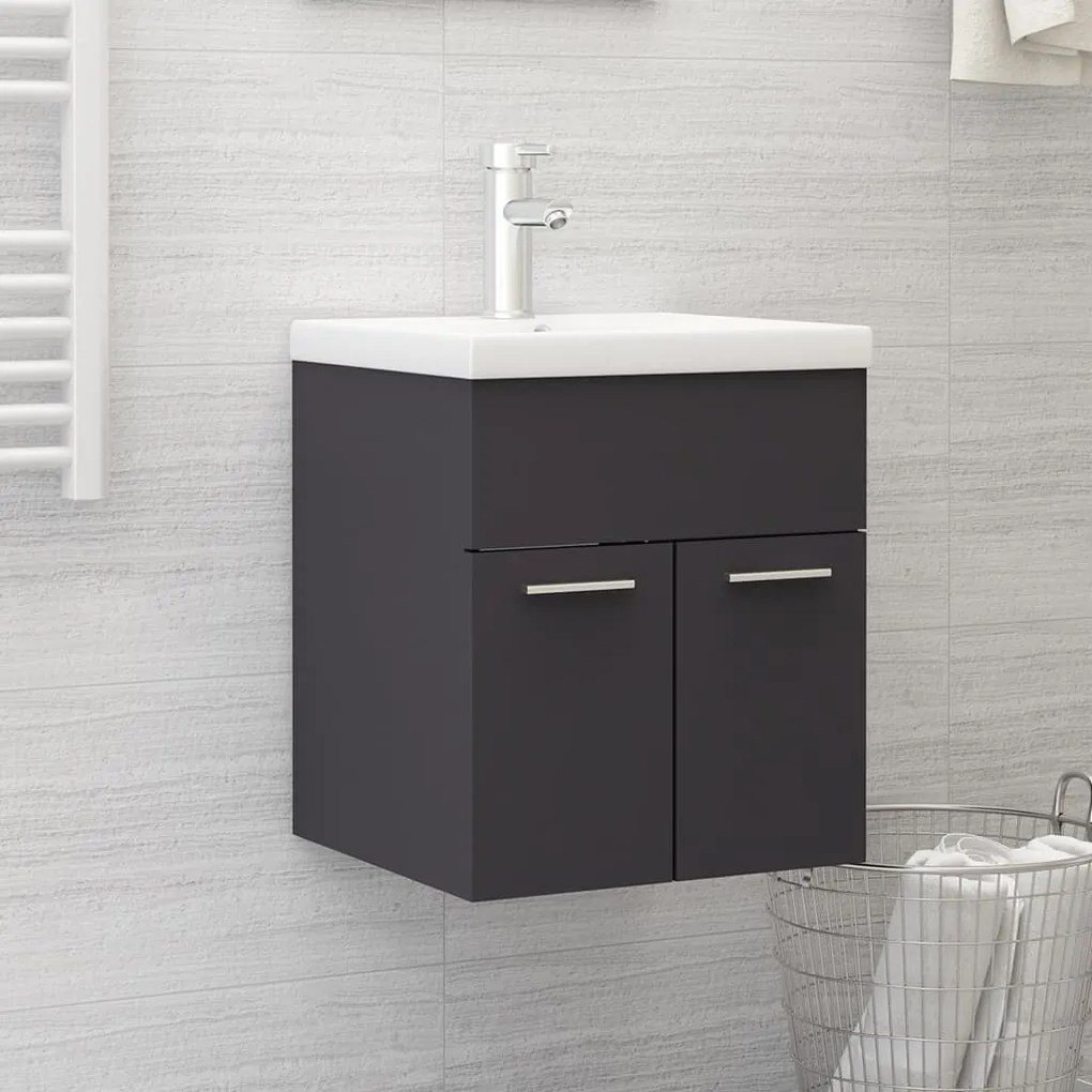 Mobile Sottolavabo Grigio 41x38,5x46 Cm İn Legno Multistrato /