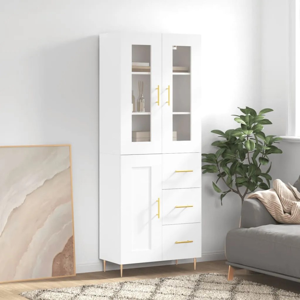 Credenza Bianca 69,5x34x180 Cm İn Legno Multistrato /