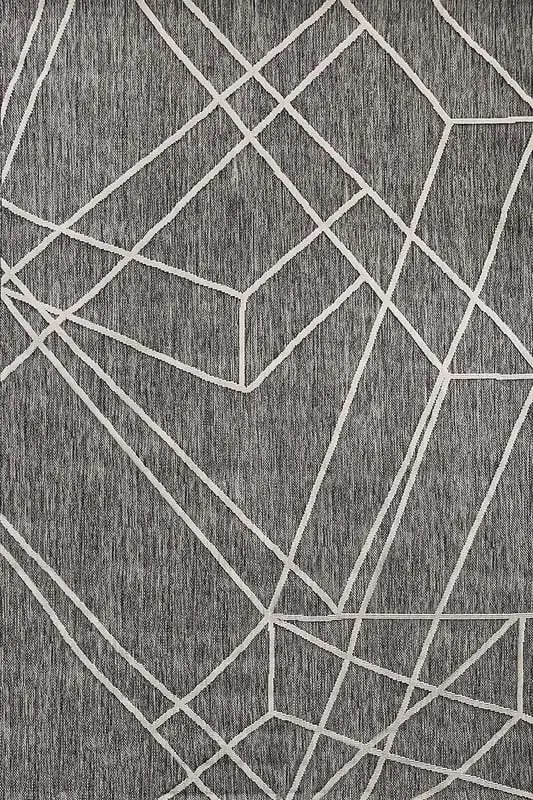 Tappeto Patio geo astratto bianco e grigio, L 230 x L 160 cm