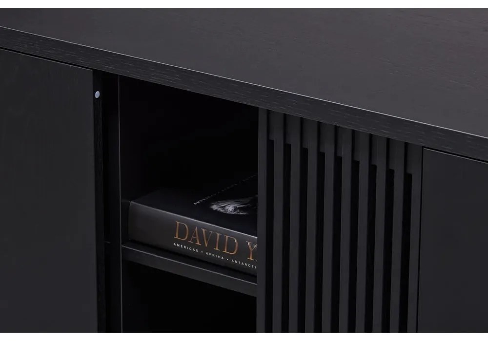 Cassettiera bassa nera in rovere 188x75 cm Ende - Woodman