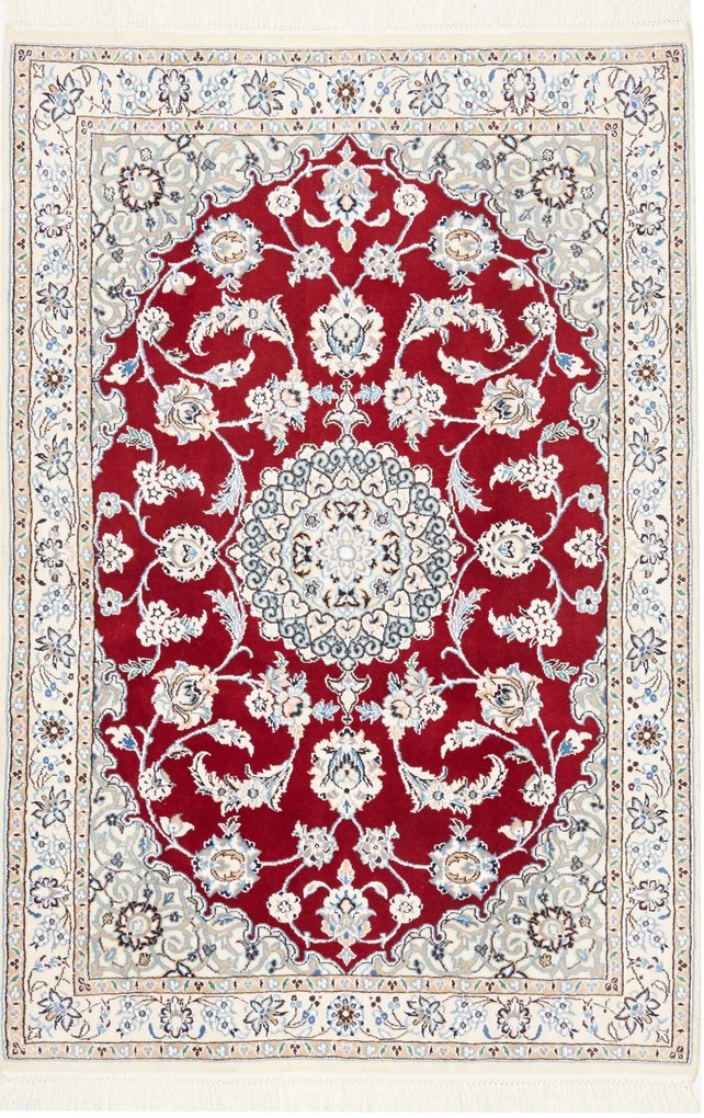 Nain Tappeto 100 x 150 Rosso (Iran) Annodato A Mano