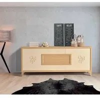 Credenza in frassino 2 porte finitura tabacco poro aperto con piedi a sciabola l.210 p.50 h.88