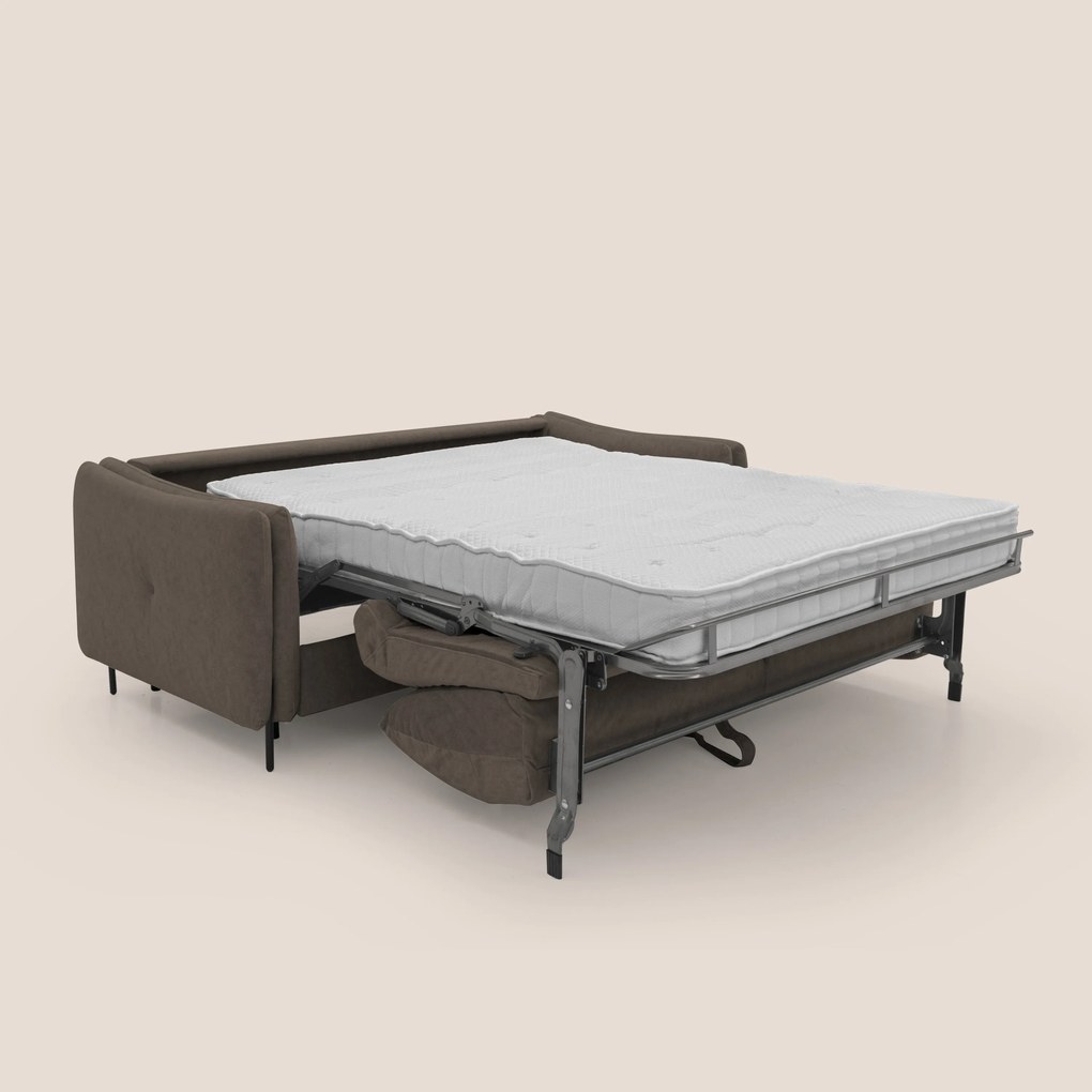 Gregory Divano letto con materasso h18 cm in microfibra effetto velluto impermeabile T09 marrone