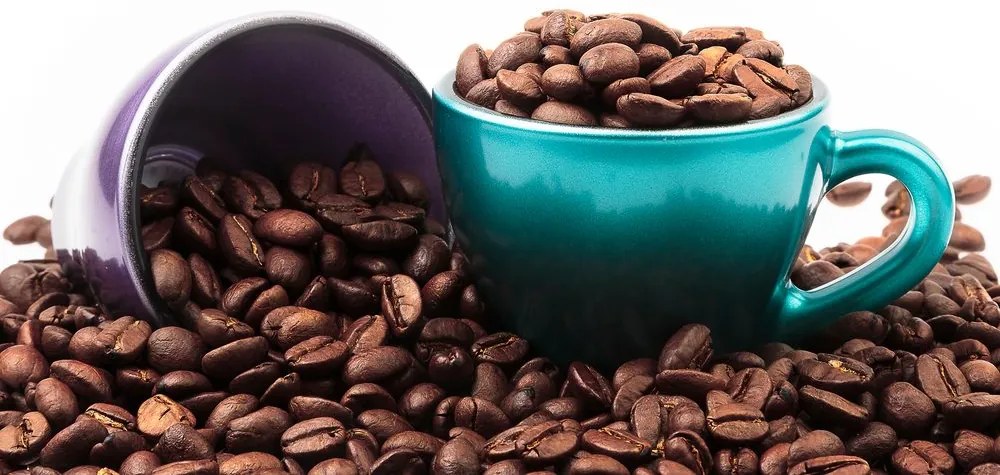 Stampa su tela – Tazze con chicchi di caffè