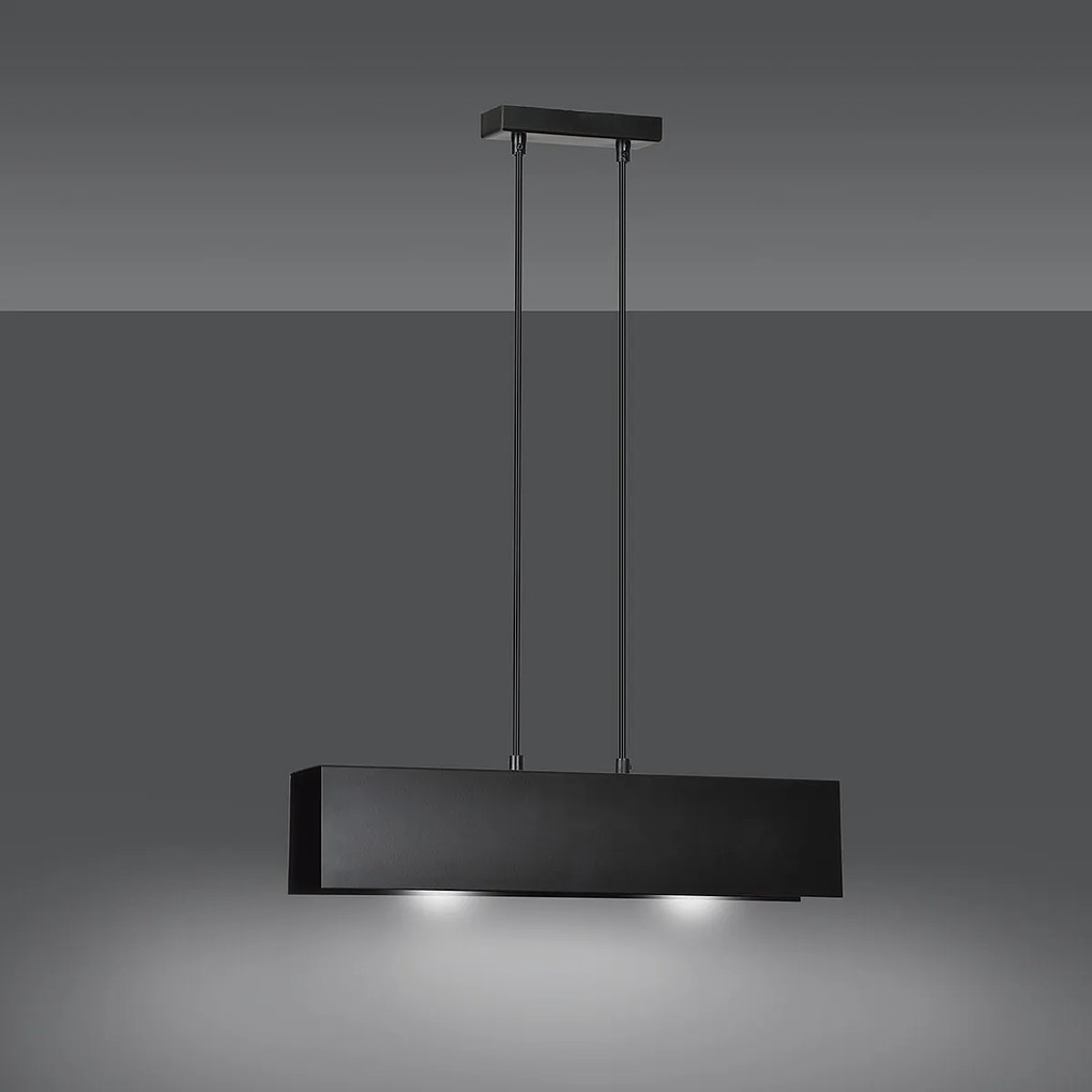 Lampadario Moderno 2 Luci Gentor In Acciaio Nero