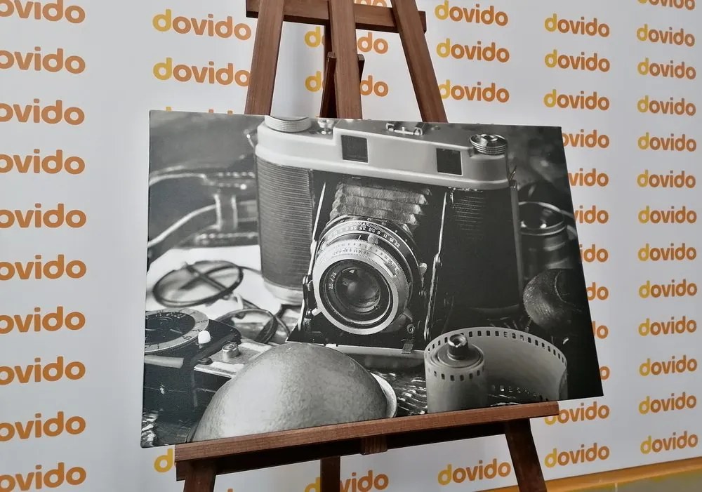 Stampa su tela – Fotocamera antica in bianco e nero