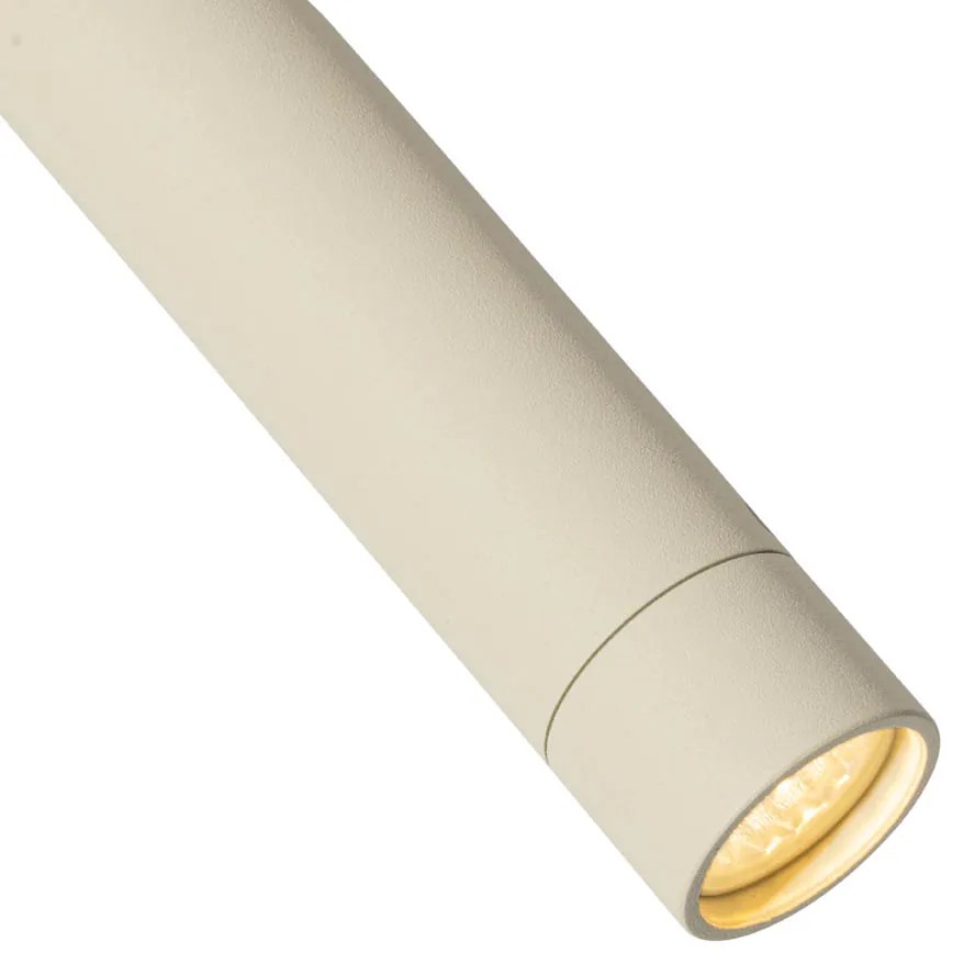 Sistema di illuminazione su binario moderno con 10 faretti beige e neri monofase - Slimline Uzzy