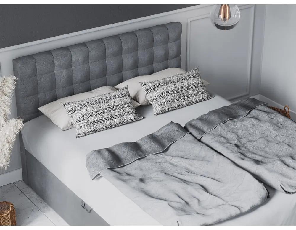 Letto boxspring grigio con contenitore 200x200 cm Jade - Mazzini Beds