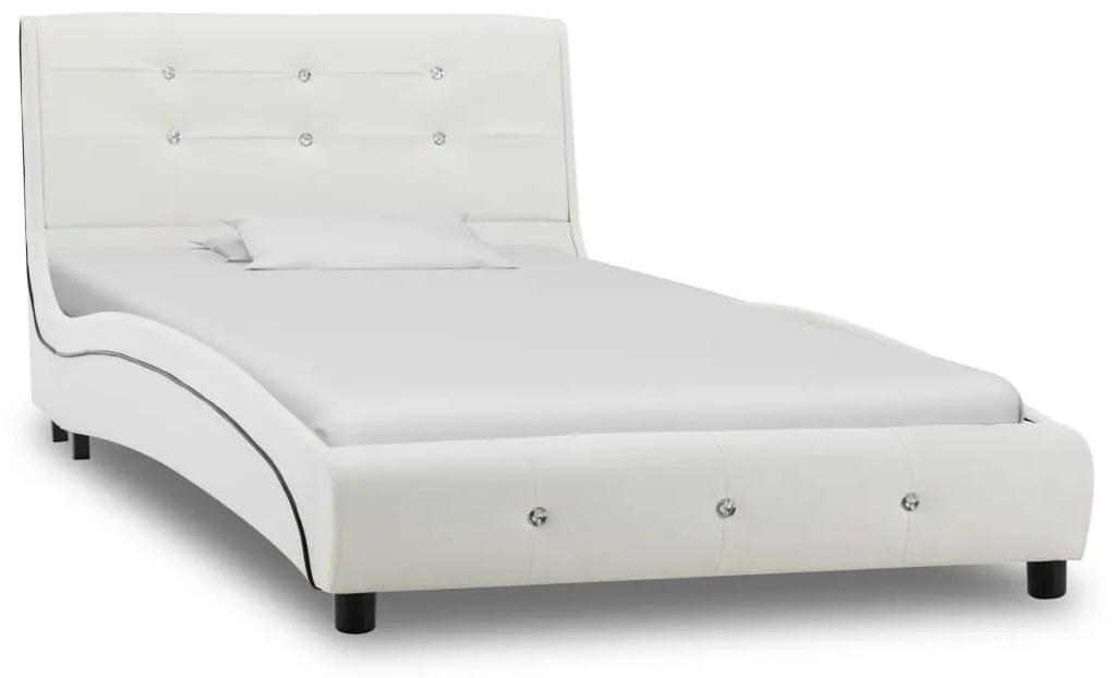 Letto con materasso memory foam bianco in similpelle 90x200 cm