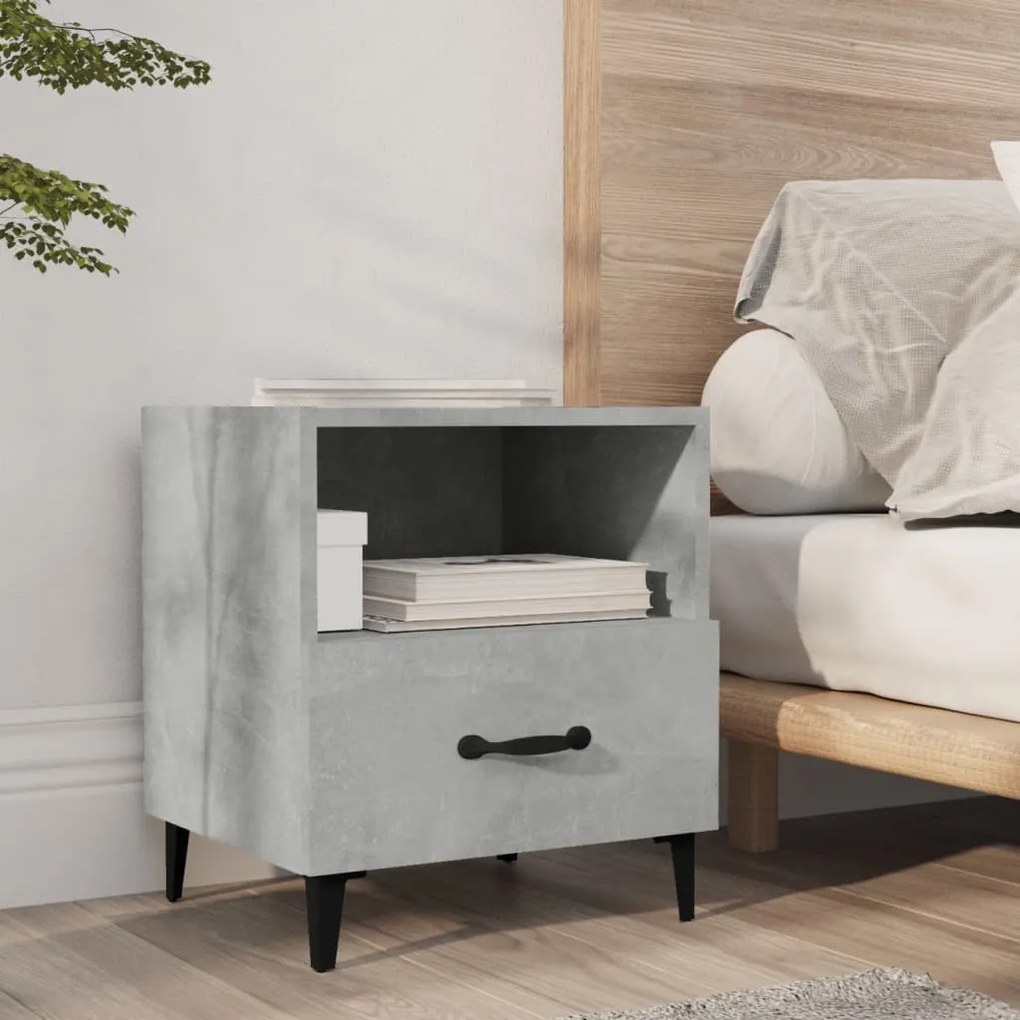 Comodino Grigio Cemento İn Legno Multistrato /