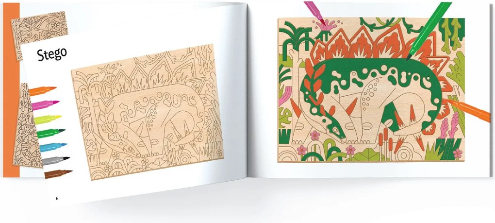 Gioco d'arte - disegno su legno - Dinosauri