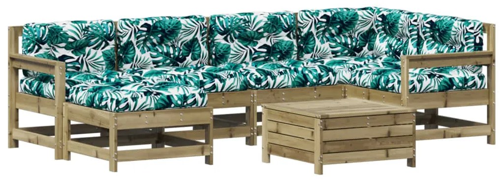 Set divani da giardino 7pz con cuscini legno impregnato di pino