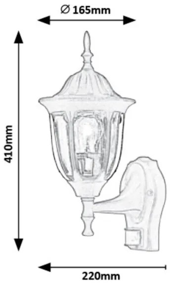 Rabalux 7837 - Applique da esterno con sensore MILANO 1xE27/60W/230V IP43 nero