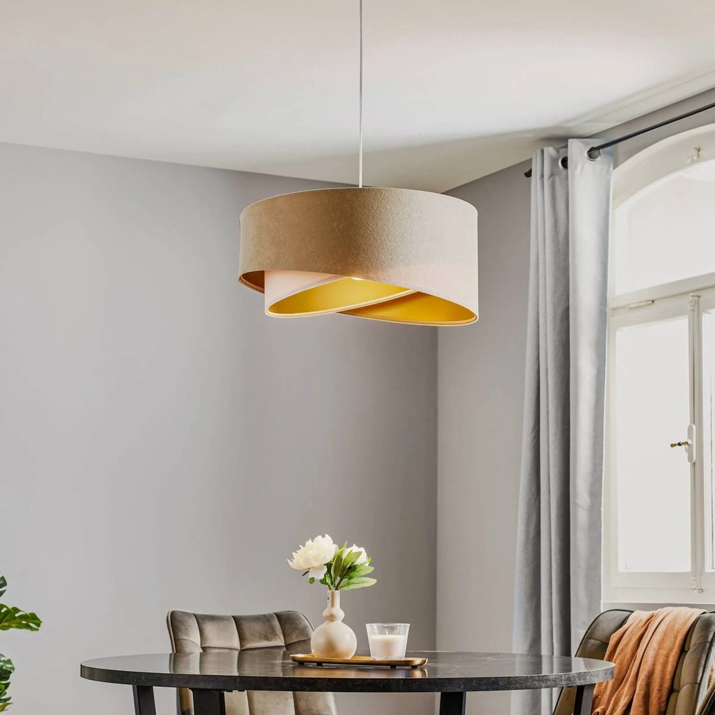 Maco Design Lampada a sospensione Vivien, tricolore, crema/bianco/oro