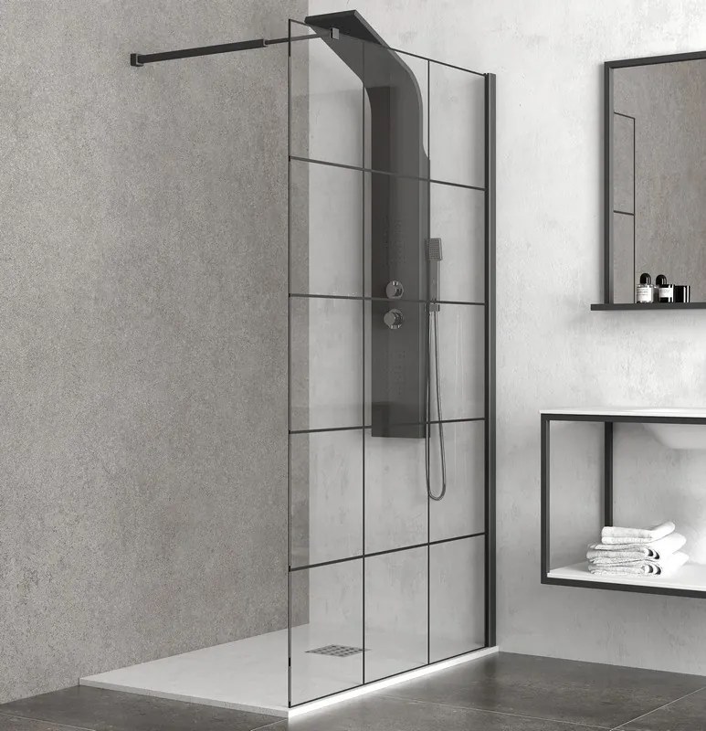 Doccia walkin 90cm con telaio e serigrafia nera NICO-W1000 - KAMALU