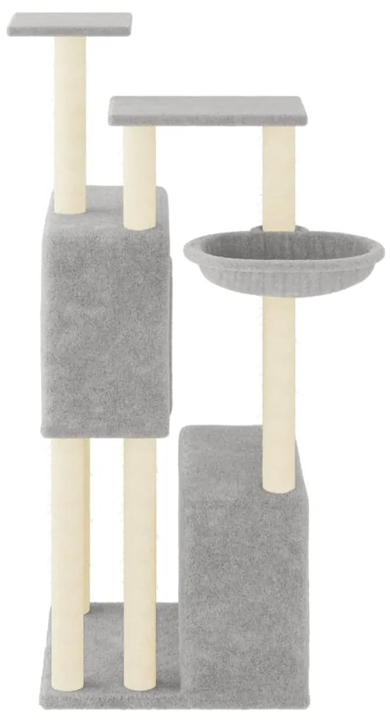 Albero per gatti con tiragraffi in sisal grigio chiaro 122 cm