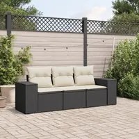 Set Divani da Giardino 3 pz con Cuscini in Polyrattan Nero 3254593