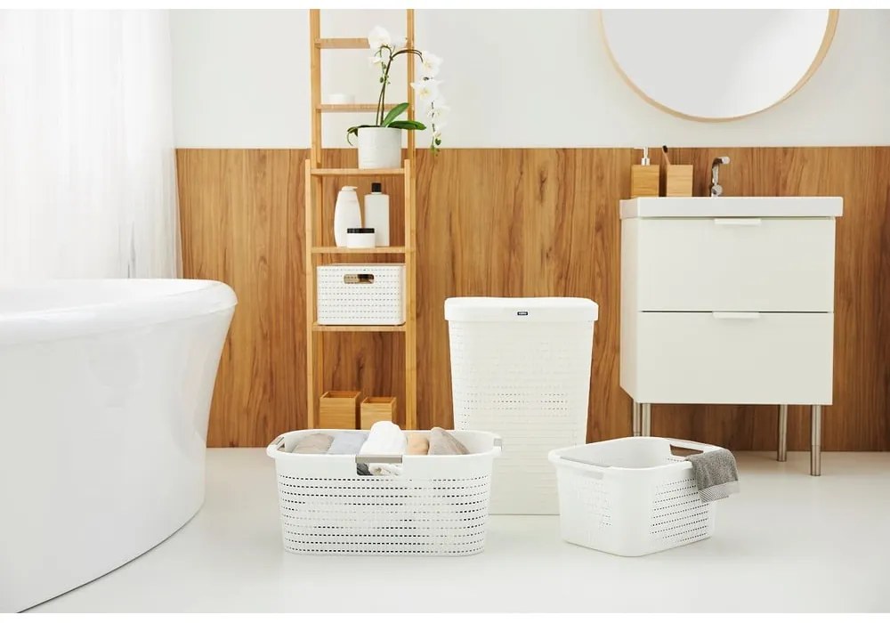 Cesto per biancheria in plastica bianca da 55 l Country - Rotho