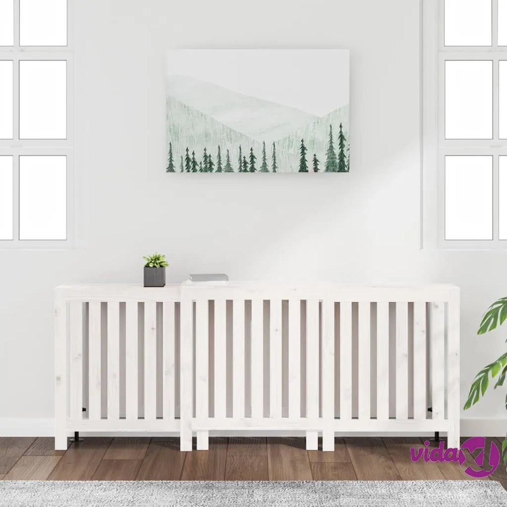vidaXL Copertura Termosifone Bianca 210x21x85 cm Legno Massello Pino