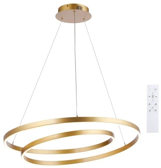 Brilagi-LED Lampadario dimmerabile a sospensione su cavo TWISTER LED/75W/230V Ø 70 cm dorato + telecomando